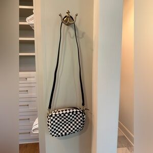 Clare V Leather checkered crossbody bag